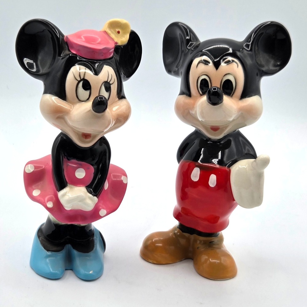 Walt‎ Disney Productions Japan 1960's Mickey & Minnie Mouse Ceramic Figurines